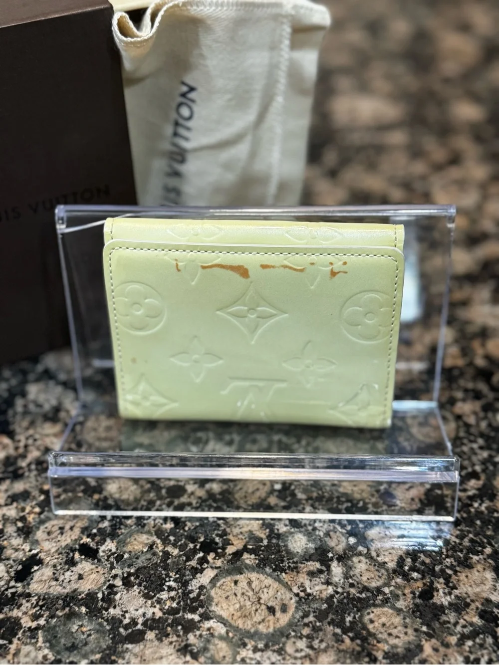 Louis Vuitton Pale Yellow Vernis Compact Flap Wallet